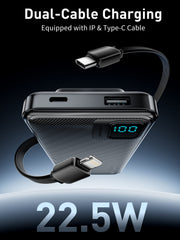 Ven-Dens 22.5W Fast Charging 20000mAh Power Bank | Built in Cables, Multi Device Charging, Digital Display, High Capacity, Lightweight, Universal Power Bank VD-PB061
