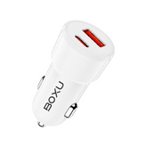 BOXU 3.4A Dual-Port USB & USB-C PD Fast Car Charger, Compact Vehicle Charging Adapter | CR-002