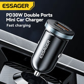 Essager 30W USB C Car Charger | PD QC 3.0 5A Fast Charging Type C Car Phone Charger | Quick Charge USB C Power Adapter for iPhone Xiaomi Samsung | High-Speed Universal Car Charger for Smartphones