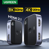 UGREEN 8K HDMI 2.1 Switch 2 in 1 Out | 4K 120Hz Bi-Directional HDMI Switcher | Ultra HD Splitter for PS5 Xbox Series X | High-Speed Video Selector for TV Monitor