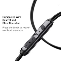 Baseus H19 Wired Earphones | 6D Stereo Bass In-Ear Headphones with Microphone | 3.5mm Jack Earbuds for Xiaomi Samsung Android Smartphones | Clear Sound Music & Calling Headset