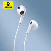 Baseus C17 Wired Type C Earphones | In-Ear USB C Headphones with Built-In Microphone | Clear Sound Wired Earbuds for Xiaomi Samsung Android Smartphones | Comfortable USB C Earphones for Music & Calls