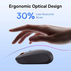 Baseus F01B Wireless Bluetooth Mouse | Silent Click 1600 DPI Computer Mouse | 2.4G Bluetooth Dual Mode Wireless Mouse | Ergonomic Portable Mouse for MacBook Laptop Tablet PC Gaming & Office Use