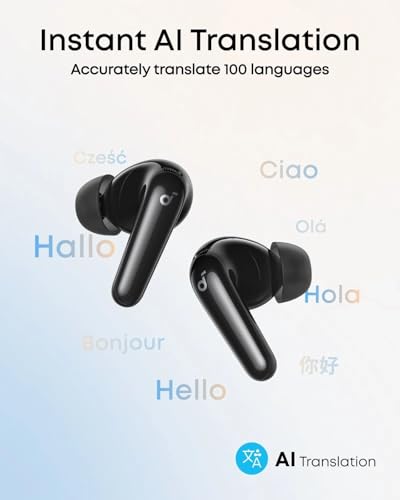 anker soundcore R60i NC, 6-Mics, Real-Time (ANC) Adaptive Noise Cancelling, Hi-Res Sound, Wireless Bluetooth Earbuds, Translation Earbuds, 50H Playtime,(black)|B0GNSJBNQM