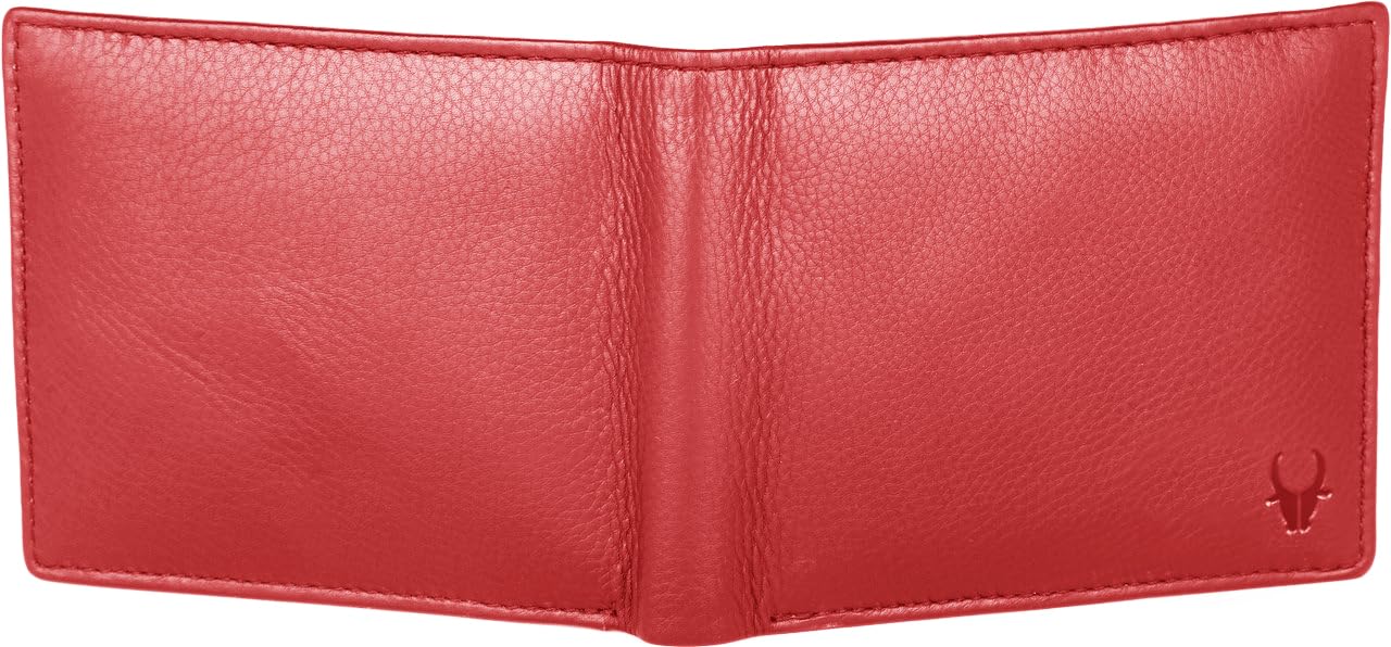 WildHorn Wallet for Men Leather Original, Mens Wallet, Leather Wallets for Men Stylish, Bi-Fold Wallets for Man, 9 Card Slots, Secret Card Slots, Coin Pocket, Gift for Mens (Red)