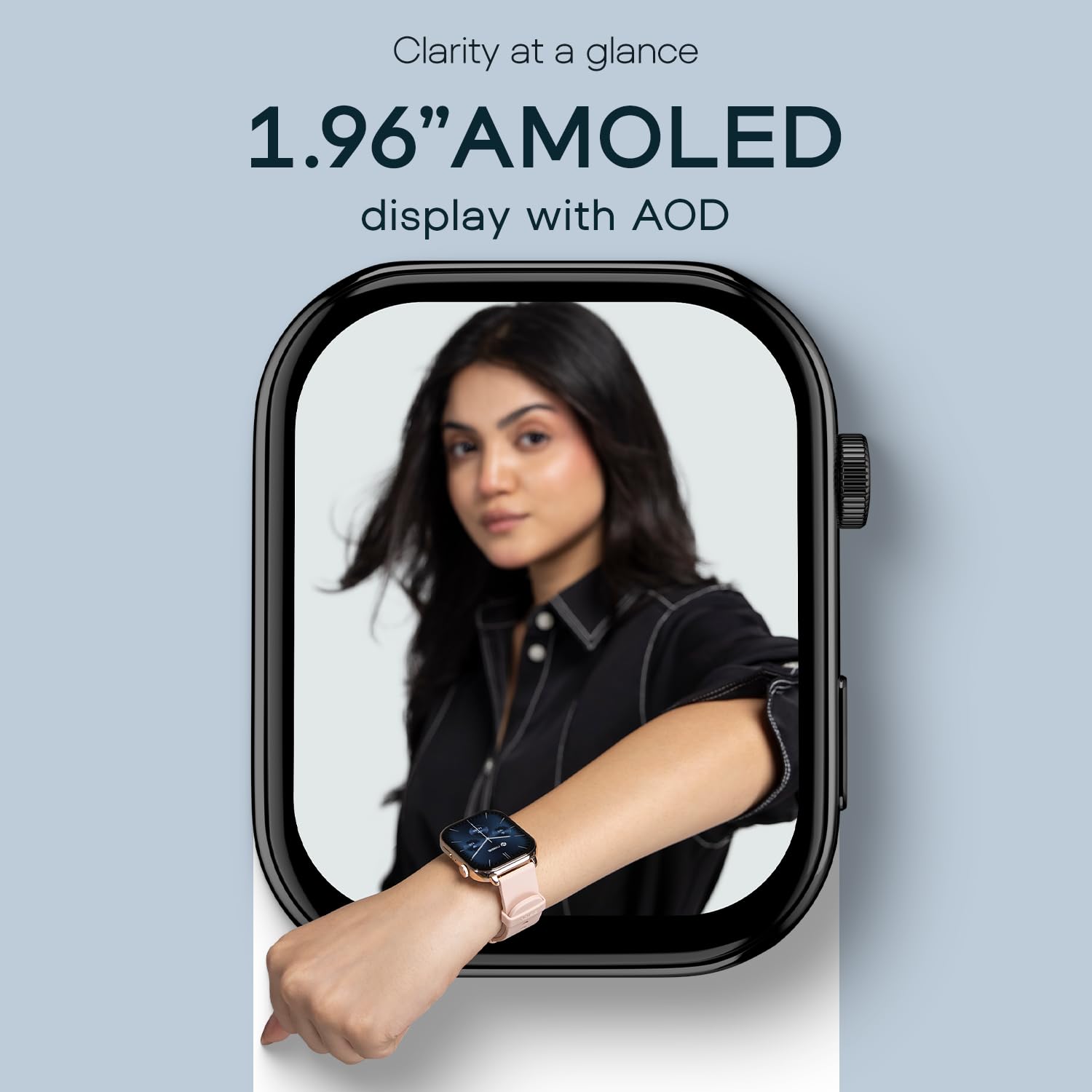 Noise Pulse 4 Max Smart Watch with AI Create, Unlimited Watch Faces, AI Search, 1.96" AMOLED Display, Functional Crown, Premium Metallic Finish, Health Suite (Space Blue)