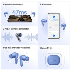 OnePlus Nord Buds 3r TWS Earbuds up to 54 Hours Playback, 2-mic Clear Calls, 3D Spatial Audio, AI Translation, 12.4mm Drivers, Dual-Device Connectivity, 47ms Low Latency - Ash Black