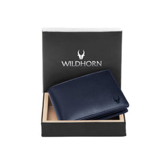 WildHorn Wallet for Men Leather Original, Mens Wallet, Leather Wallets for Men Stylish, Bi-Fold Wallets for Man, 9 Card Slots, Secret Card Slots, Coin Pocket, Gift for Mens (Blue)
