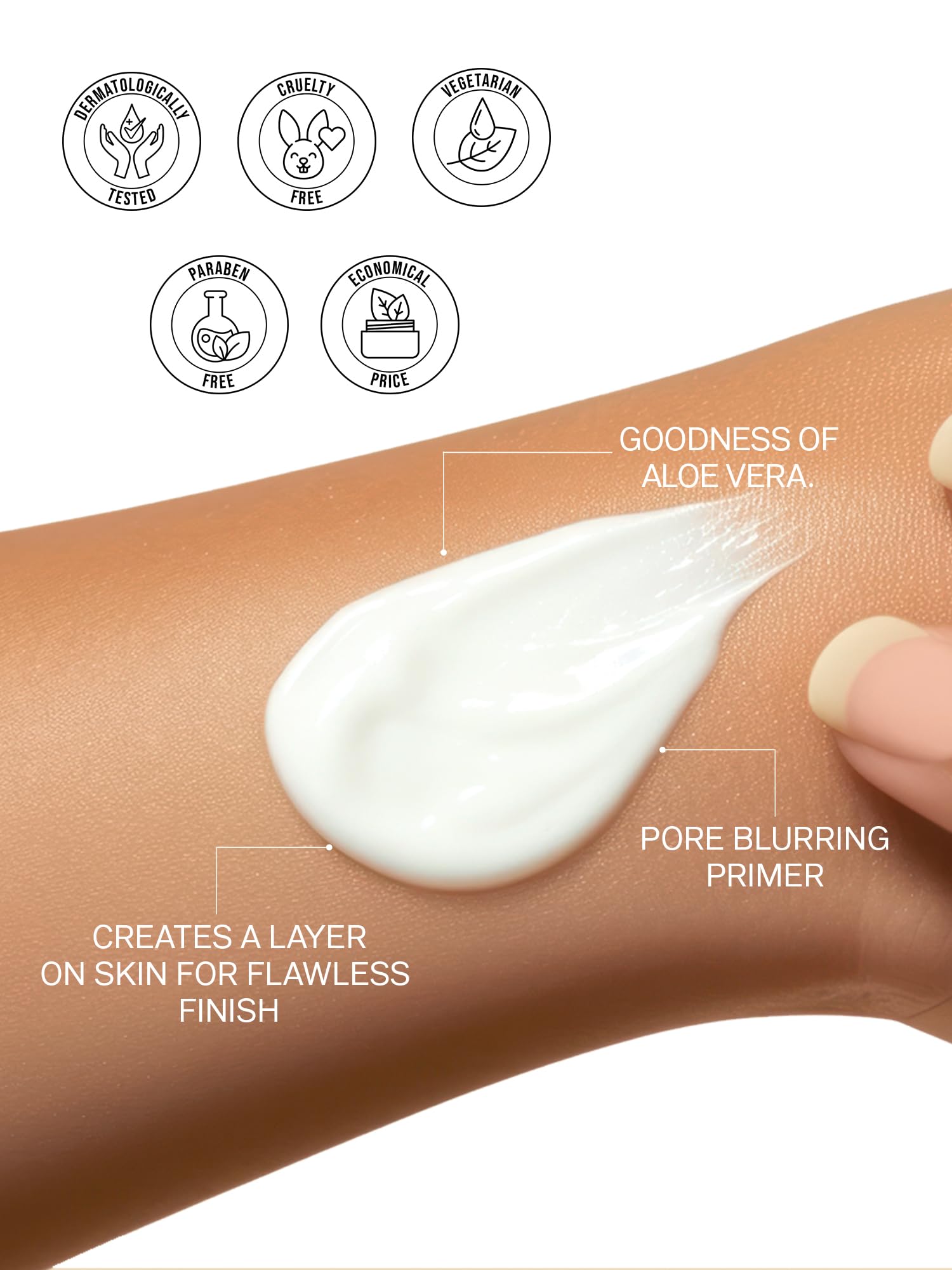 FLiCKA Silk Touch 3 in 1 Moisturizer and Primer for Face | Hydrating, Lightweight, Long-Lasting | Pore Minimizer | Dermatologically Tested | All Skin Types | Makeup Base | 60g | Cruelty-Free (Pack of 1)