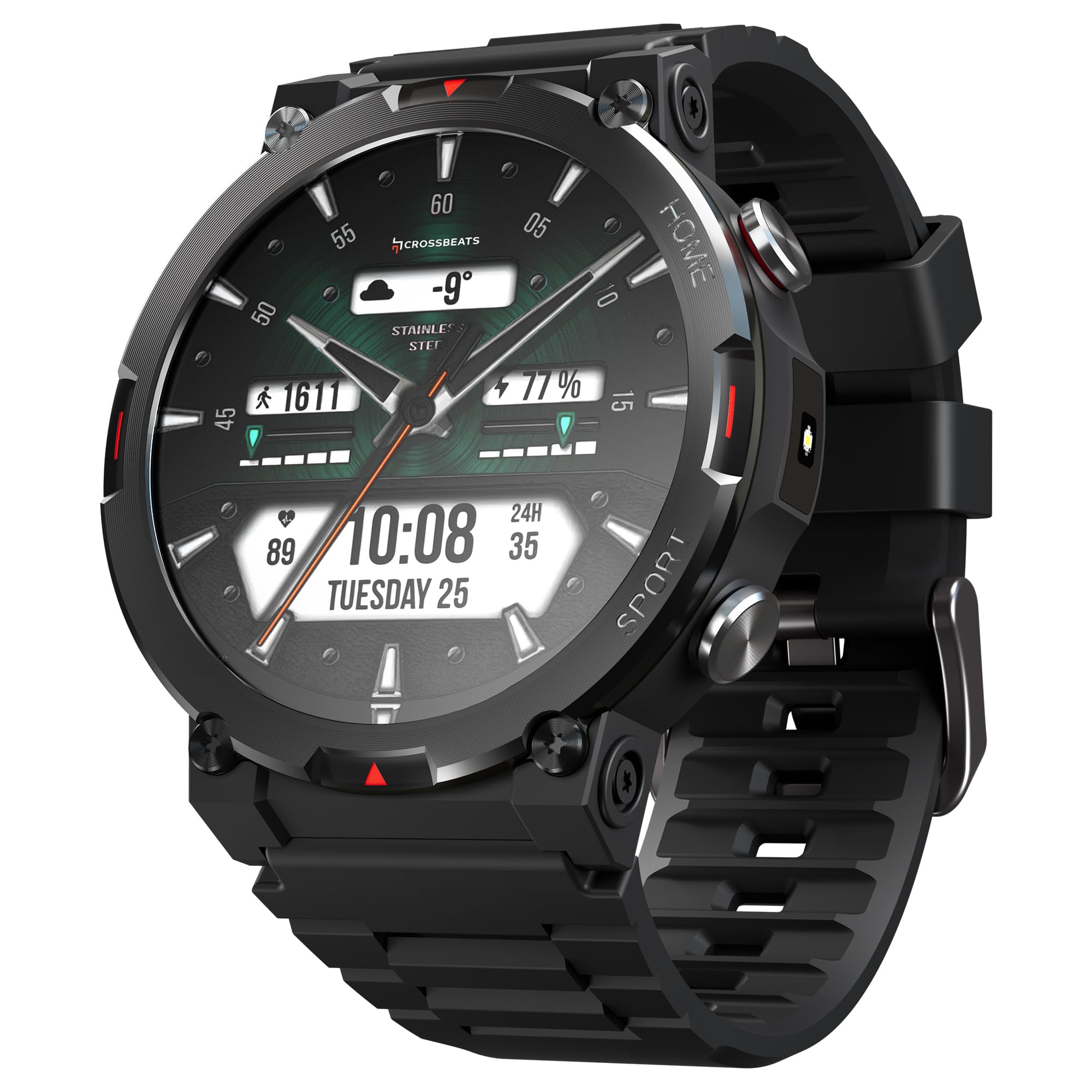 CrossBeats Everest 2.0 | Latest 2026 Smart Watch for man | 1.43" AMOLED Always ON Display Bluetooth Calling Rugged Outdoor Smartwatch | Upto 15 Days Battery Life 100+ Sports Mode Flash Light (Black)
