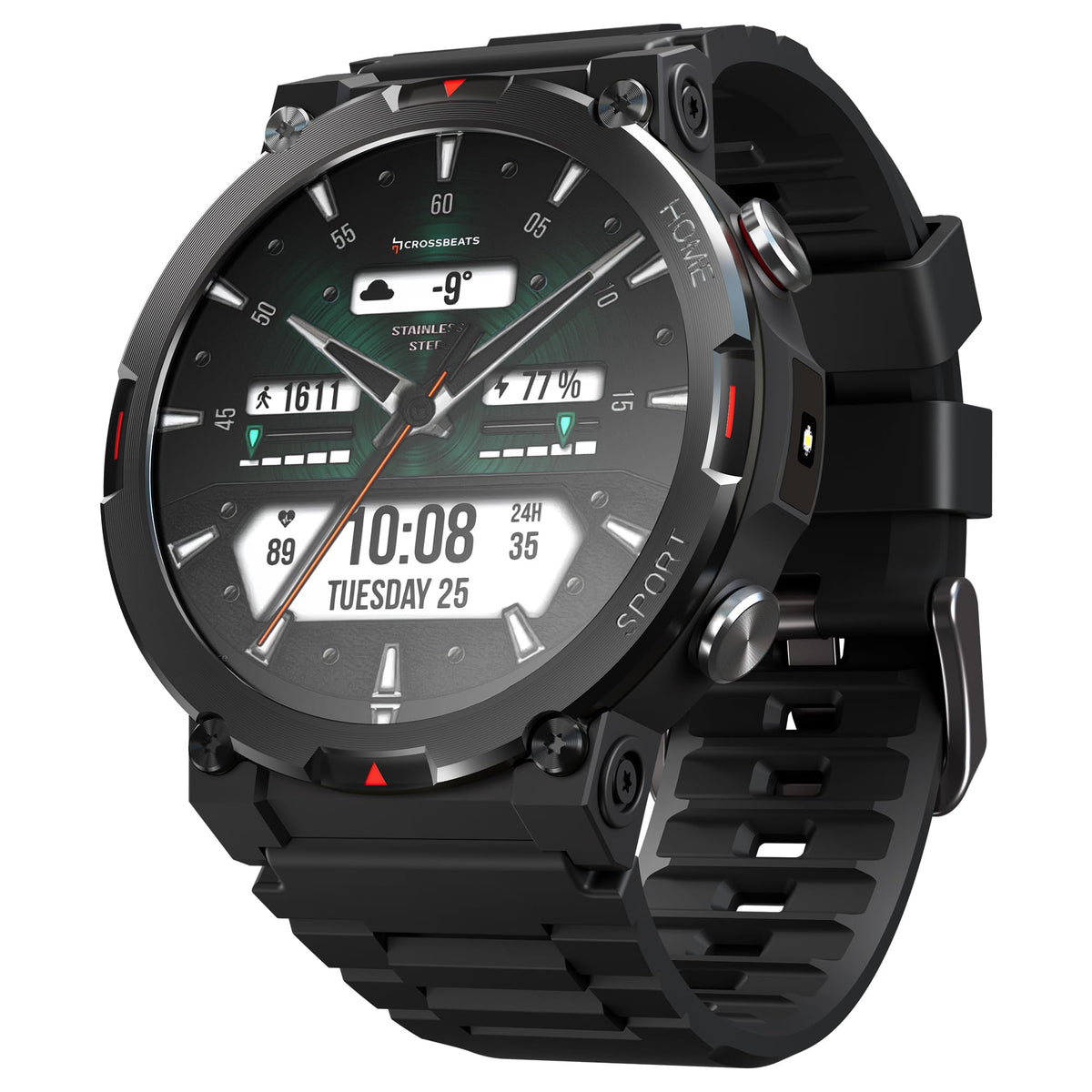 CrossBeats Everest 2.0 | Latest 2026 Smart Watch for man | 1.43" AMOLED Always ON Display Bluetooth Calling Rugged Outdoor Smartwatch | Upto 15 Days Battery Life 100+ Sports Mode Flash Light (Black)