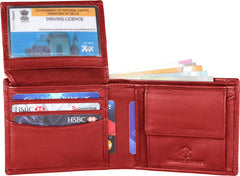 WildHorn Wallet for Men Leather Original, Mens Wallet, Leather Wallets for Men Stylish, Bi-Fold Wallets for Man, 9 Card Slots, Secret Card Slots, Coin Pocket, Gift for Mens (Red)