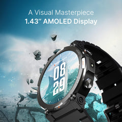 CrossBeats Everest 2.0 | Latest 2026 Smart Watch for man | 1.43" AMOLED Always ON Display Bluetooth Calling Rugged Outdoor Smartwatch | Upto 15 Days Battery Life 100+ Sports Mode Flash Light (Black)