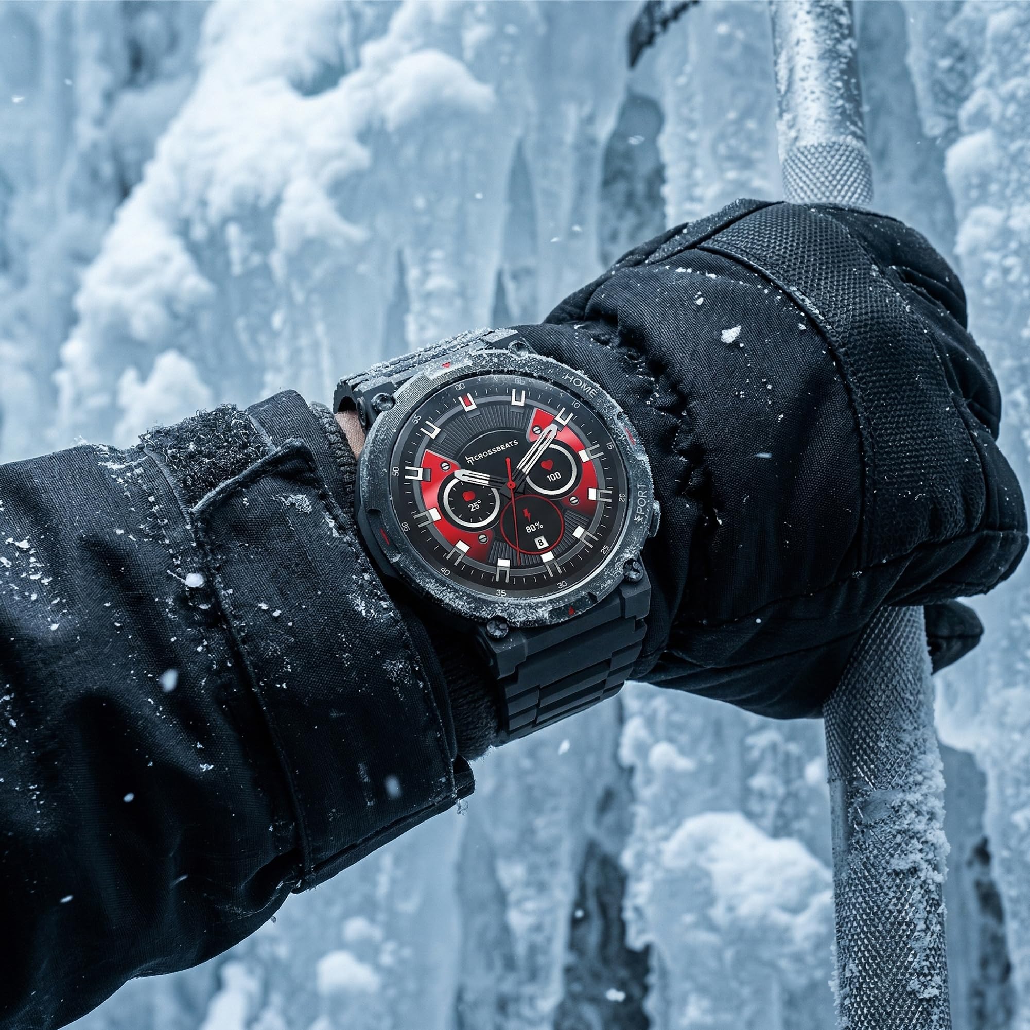 CrossBeats Everest 2.0 | Latest 2026 Smart Watch for man | 1.43" AMOLED Always ON Display Bluetooth Calling Rugged Outdoor Smartwatch | Upto 15 Days Battery Life 100+ Sports Mode Flash Light (Black)