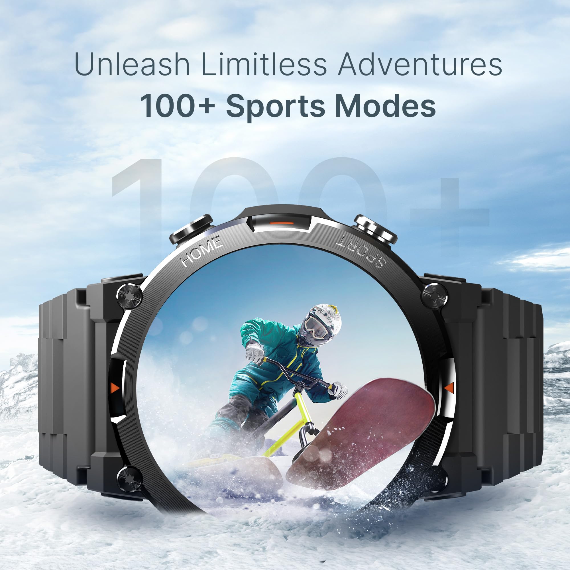 CrossBeats Everest 2.0 | Latest 2026 Smart Watch for man | 1.43" AMOLED Always ON Display Bluetooth Calling Rugged Outdoor Smartwatch | Upto 15 Days Battery Life 100+ Sports Mode Flash Light (Black)