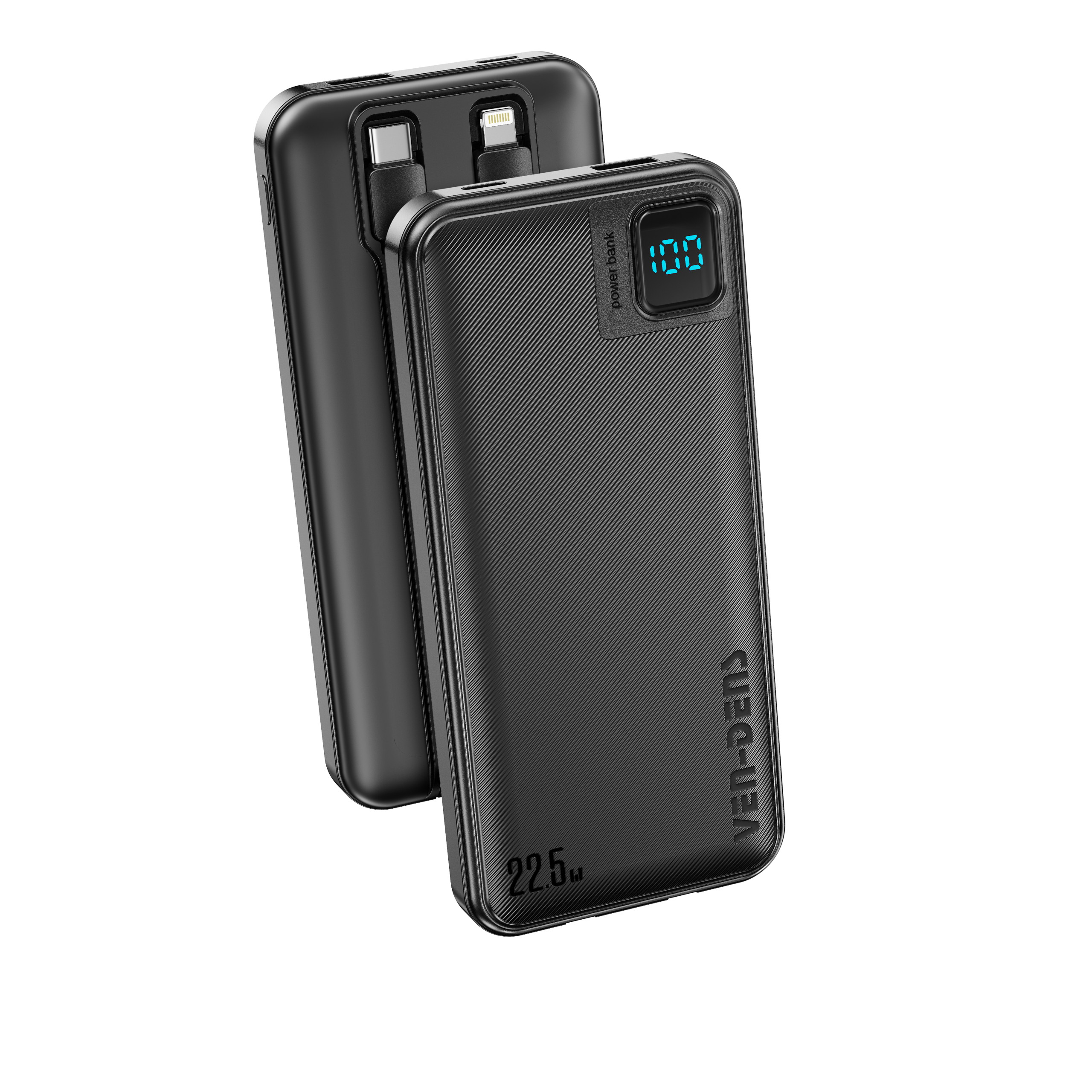 Ven-Dens 22.5W Fast Charging 20000mAh Power Bank | Built in Cables, Multi Device Charging, Digital Display, High Capacity, Lightweight, Universal Power Bank  VD-PB061