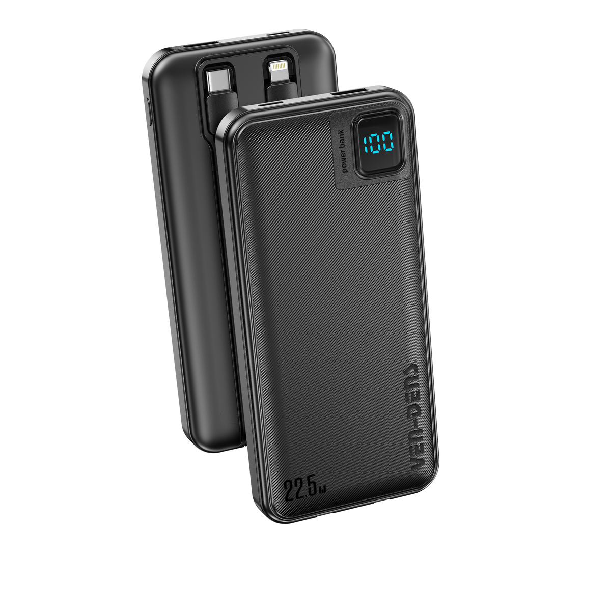 Ven-Dens 22.5W Fast Charging 20000mAh Power Bank | Built in Cables, Multi Device Charging, Digital Display, High Capacity, Lightweight, Universal Power Bank  VD-PB061
