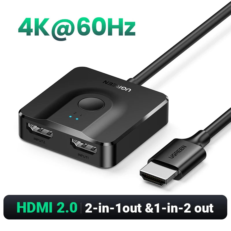 UGREEN 8K HDMI 2.1 Switch 2 in 1 Out | 4K 120Hz Bi-Directional HDMI Switcher | Ultra HD Splitter for PS5 Xbox Series X | High-Speed Video Selector for TV Monitor