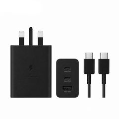 65W PD Power Adapter Trio – 2 USB-C + USB-A Super Fast Charger with USB-C Cable