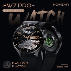 HOWEAR HW7 PRO+ Smart Watch 1.46-Inch Display, Bluetooth Calling, Built-In Flashlight, Health & Fitness Tracking, WearFit Pro App, Android & iOS | Black