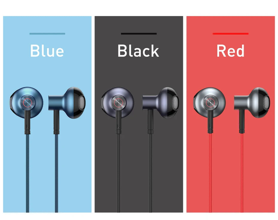 Baseus H19 Wired Earphones | 6D Stereo Bass In-Ear Headphones with Microphone | 3.5mm Jack Earbuds for Xiaomi Samsung Android Smartphones | Clear Sound Music & Calling Headset