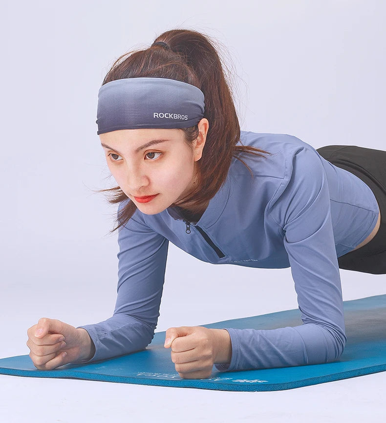 ROCKBROS Sports Sweatband for Men and Women | Breathable Yoga Hair Bands & Gym Headscarf | Non-Slip Running Fitness Headwrap | Moisture-Wicking Elastic Head Sweat Bands