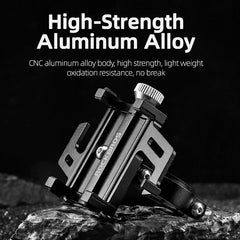ROCKBROS Motorcycle & Bicycle Phone Holder | CNC Aluminum Alloy Smartphone Mount with Five-Claw Mechanical Grip | Secure Handlebar Phone Bracket for Electric Bike, MTB & Motorcycle