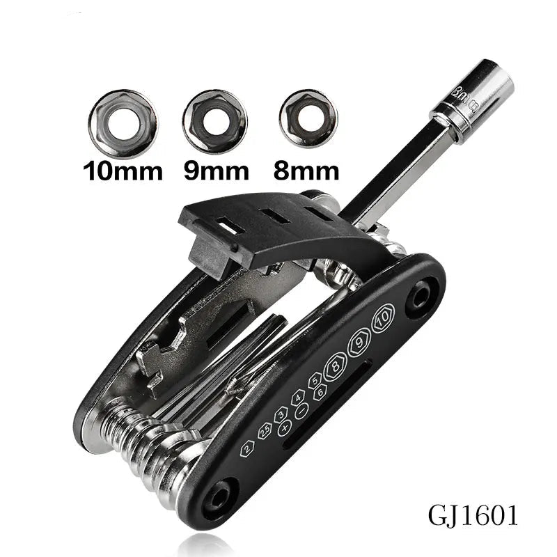 ROCKBROS 16-in-1 Bicycle Repair Tool Kit | Multi-Function Bike Maintenance Tool Set with Hex Keys, Spoke Wrench, Screwdrivers & Wrench | Compact Cycling Repair Kit for MTB Road Bike