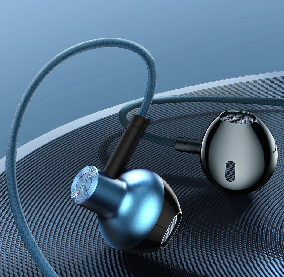 Baseus H19 Wired Earphones | 6D Stereo Bass In-Ear Headphones with Microphone | 3.5mm Jack Earbuds for Xiaomi Samsung Android Smartphones | Clear Sound Music & Calling Headset