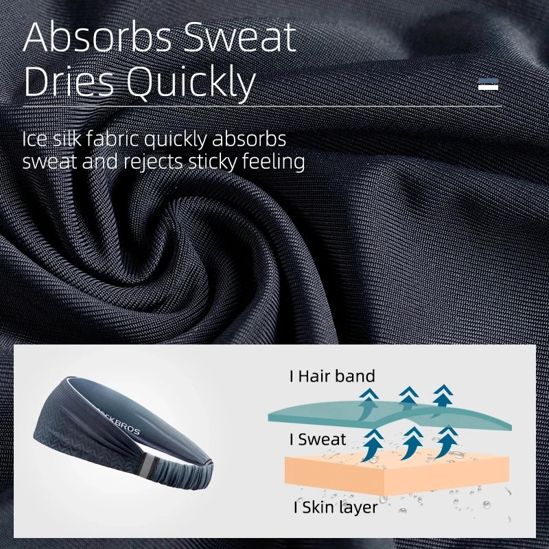ROCKBROS Sports Sweatband for Men and Women | Breathable Yoga Hair Bands & Gym Headscarf | Non-Slip Running Fitness Headwrap | Moisture-Wicking Elastic Head Sweat Bands