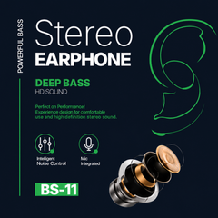 BlueSpectrum Super Bass Stereo Earphone With Mic | HD Sound | 3.5mm Headphone Jack | BS-11