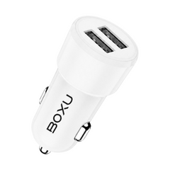BOXU Dual USB Car Charger 2.4A, Compact 2-Port Vehicle Charging Adapter for Smartphones and USB Device | CR-001