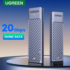 UGREEN M.2 NVMe SATA SSD Enclosure | 20Gbps USB C 3.2 Gen 2 External SSD Enclosure | Aluminum M.2 SSD Case for M Key & B+M Key 2280 SSDs | High-Speed Portable Storage Adapter