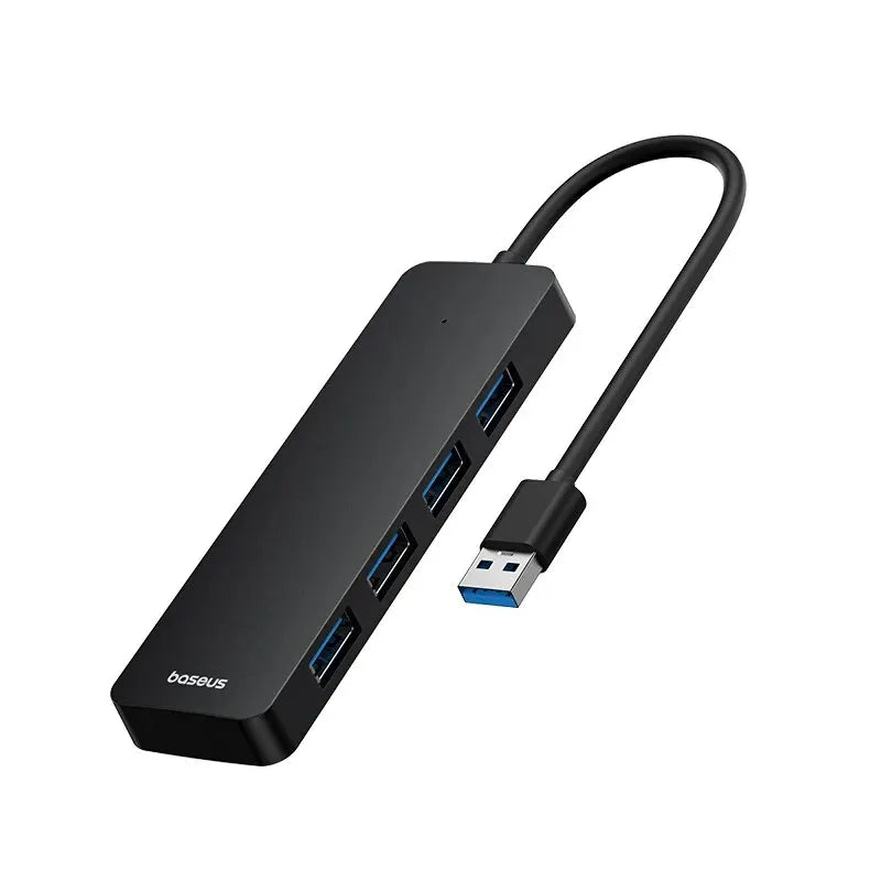 Baseus 4 Port USB Hub | USB 3.0 High Speed Multi Port USB Splitter Adapter | Compact USB Hub for Laptop MacBook Xiaomi Lenovo PC Computer Accessories
