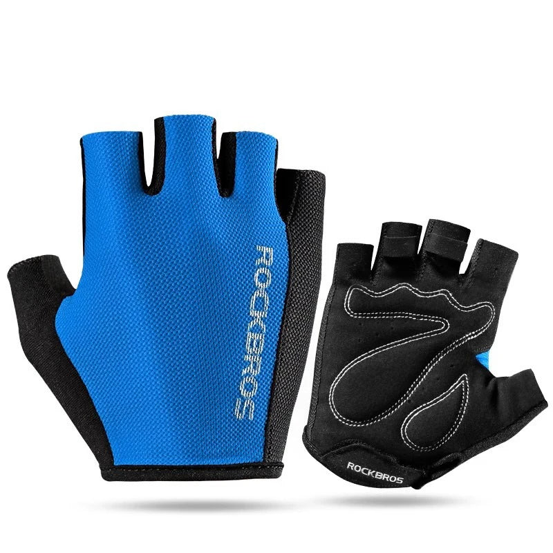 ROCKBROS Half Finger Cycling Gloves | Breathable Summer Anti-Slip Shockproof Bike Gloves with SBR Padded Palm | Comfortable Lightweight MTB Road Bicycle Riding Gloves
