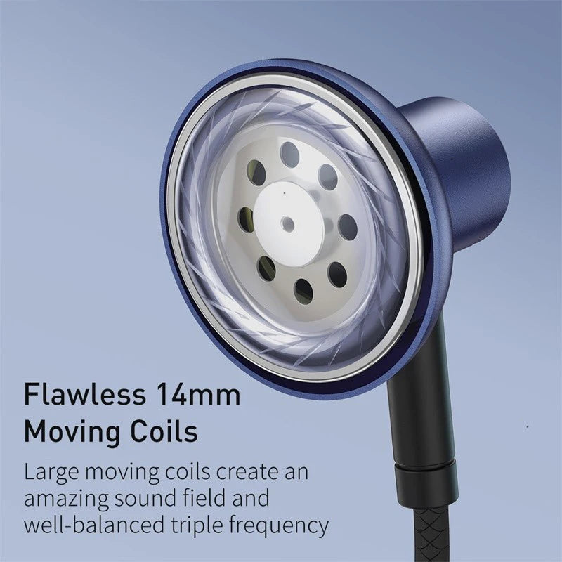 Baseus H19 Wired Earphones | 6D Stereo Bass In-Ear Headphones with Microphone | 3.5mm Jack Earbuds for Xiaomi Samsung Android Smartphones | Clear Sound Music & Calling Headset
