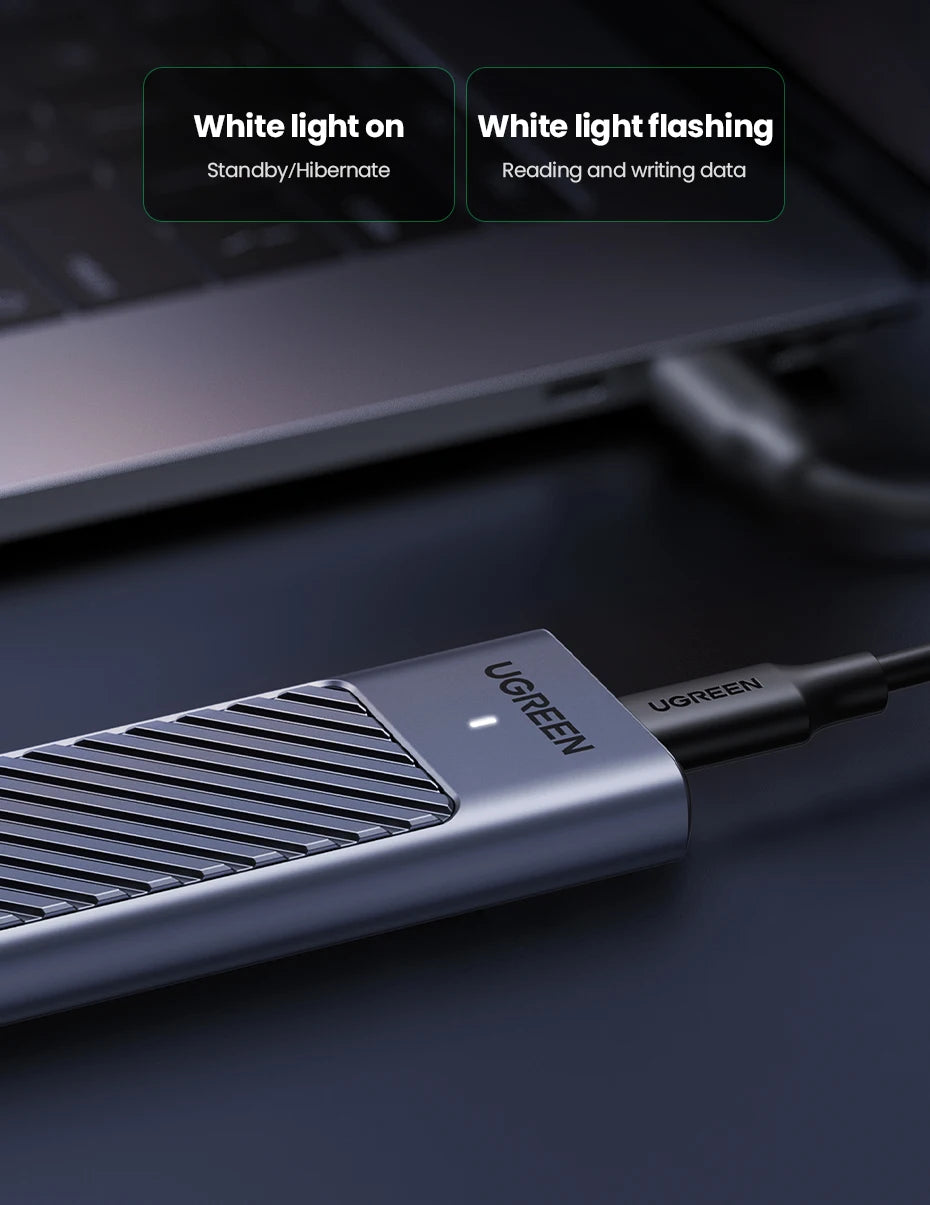 UGREEN M.2 NVMe SATA SSD Enclosure | 20Gbps USB C 3.2 Gen 2 External SSD Enclosure | Aluminum M.2 SSD Case for M Key & B+M Key 2280 SSDs | High-Speed Portable Storage Adapter