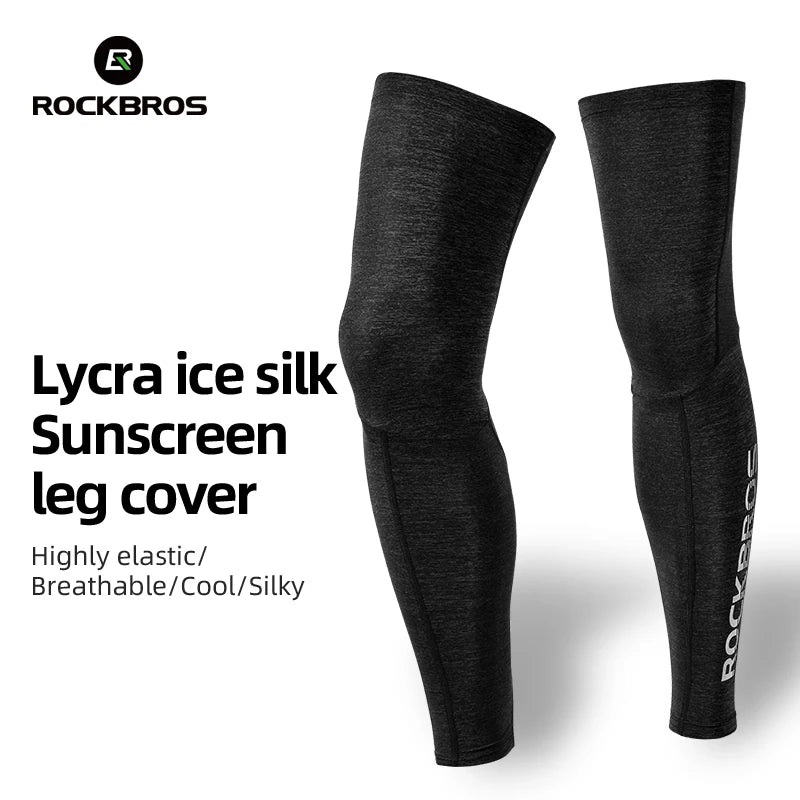 ROCKBROS Ice Silk Cycling Leg Sleeves | Breathable Anti-UV Sun Protection Leg Warmers | High Elasticity Sports Leg Covers for Cycling & Biking | Lightweight Summer Outdoor Leg Protection Gear