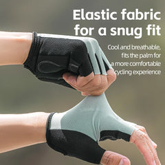 ROCKBROS Half Finger Cycling Gloves | Breathable Summer Anti-Slip Shockproof Bike Gloves with SBR Padded Palm | Comfortable Lightweight MTB Road Bicycle Riding Gloves
