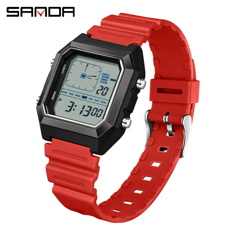 SANDA 6307 Digital Sports Watch for Men | Multifunction Chronograph Electronic Watch with Luminous Display & Calendar | Waterproof Outdoor Wristwatch | Fashion Casual Sports Watch