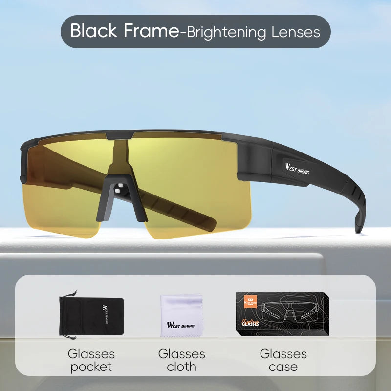 WEST BIKING Polarized Cycling Sunglasses | UV400 Sun Protection Sports Glasses for Men | Fit Over Eyewear Compatible Sunglasses for Prescription Glasses | Cycling & Night Driving Protective Eyewear