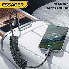 Essager 100W PD Fast Charging Type C to Type C Spring Car Charger Cable