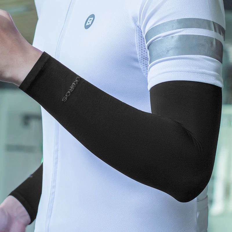 ROCKBROS Ice Silk Cycling Arm Sleeves | Breathable Summer UV Protection Arm Cover Sleeves | Lightweight Sun Protection Sports Sleeves for MTB Road Bike Cycling