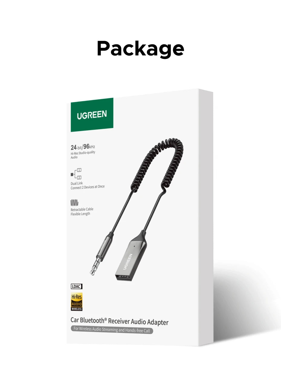 UGREEN Bluetooth 6.0 5.4 3.5mm USB For Car Speaker