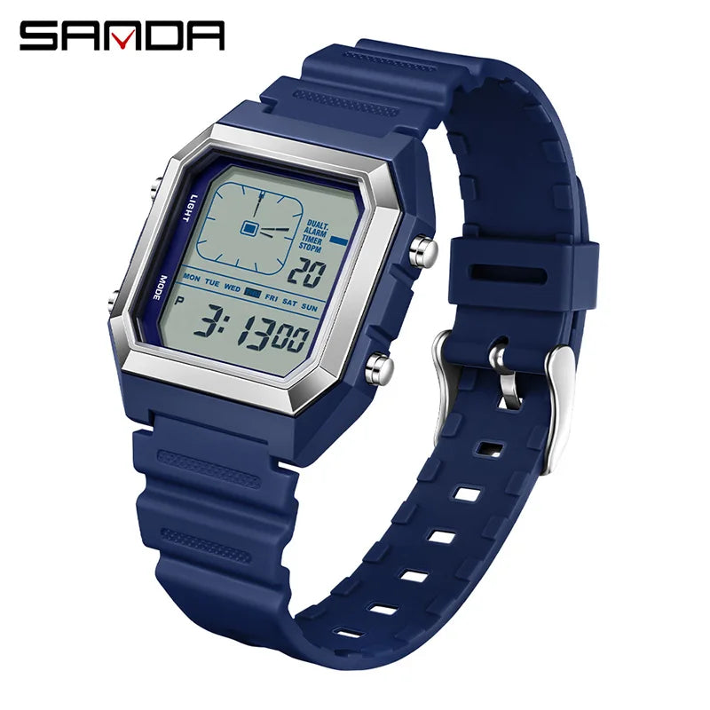 SANDA 6307 Digital Sports Watch for Men | Multifunction Chronograph Electronic Watch with Luminous Display & Calendar | Waterproof Outdoor Wristwatch | Fashion Casual Sports Watch