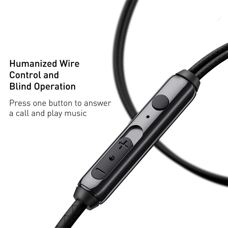 Baseus H19 Wired Earphones | 6D Stereo Bass In-Ear Headphones with Microphone | 3.5mm Jack Earbuds for Xiaomi Samsung Android Smartphones | Clear Sound Music & Calling Headset