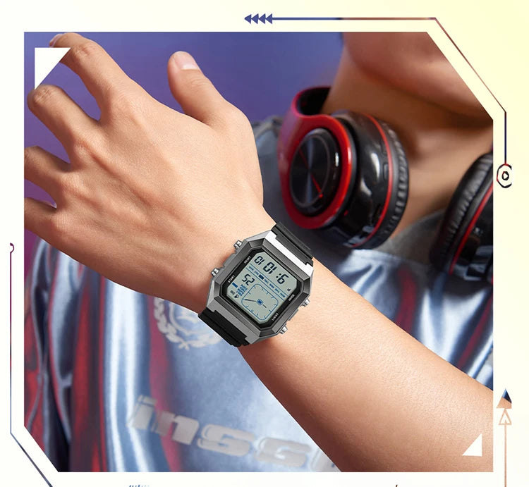 SANDA 6307 Digital Sports Watch for Men | Multifunction Chronograph Electronic Watch with Luminous Display & Calendar | Waterproof Outdoor Wristwatch | Fashion Casual Sports Watch