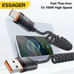 Essager 100W PD Fast Charging Type C to Type C Spring Car Charger Cable