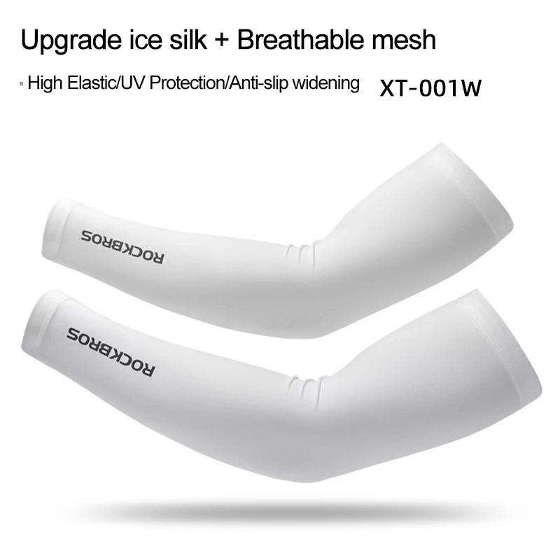 ROCKBROS Ice Fabric Arm Sleeves | Breathable Quick Dry UV400 Sun Protection Arm Covers | Lightweight Cooling Sports Sleeves for Running Cycling Camping | Comfortable Summer Outdoor Arm Protection Gear