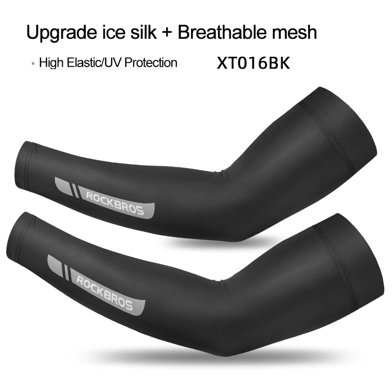 ROCKBROS Ice Fabric Arm Sleeves | Breathable Quick Dry UV400 Sun Protection Arm Covers | Lightweight Cooling Sports Sleeves for Running Cycling Camping | Comfortable Summer Outdoor Arm Protection Gear